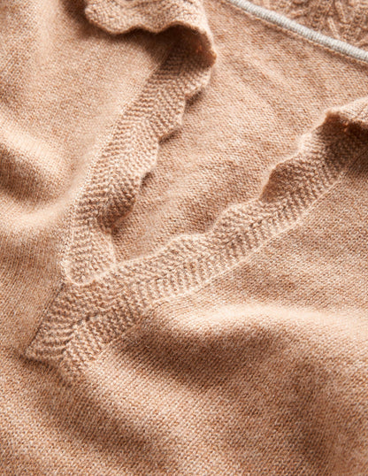 Cashmere Detail Collar Jumper-Camel Melange-6