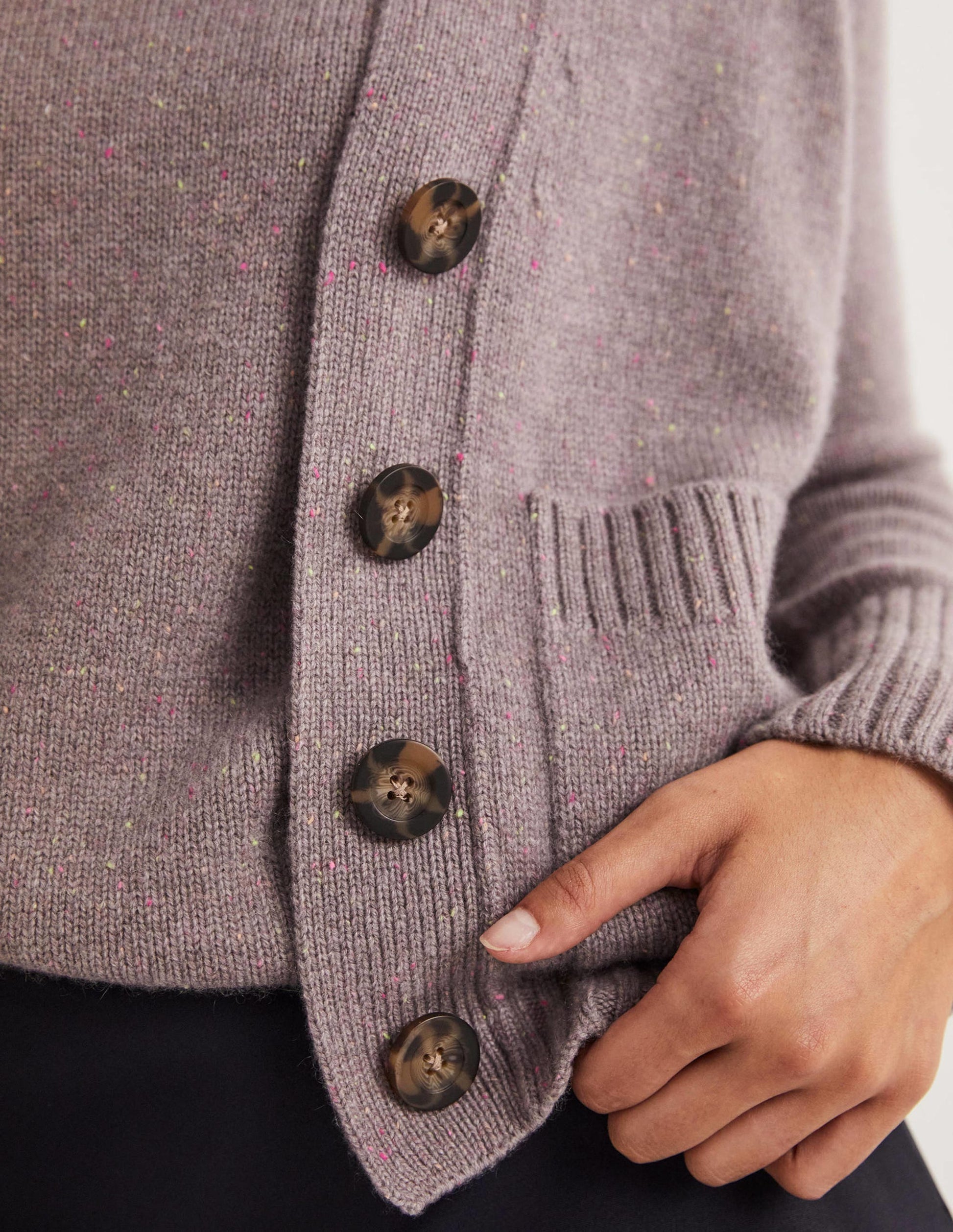 Cashmere Rib Cardigan-Grey, Multi Nep-2