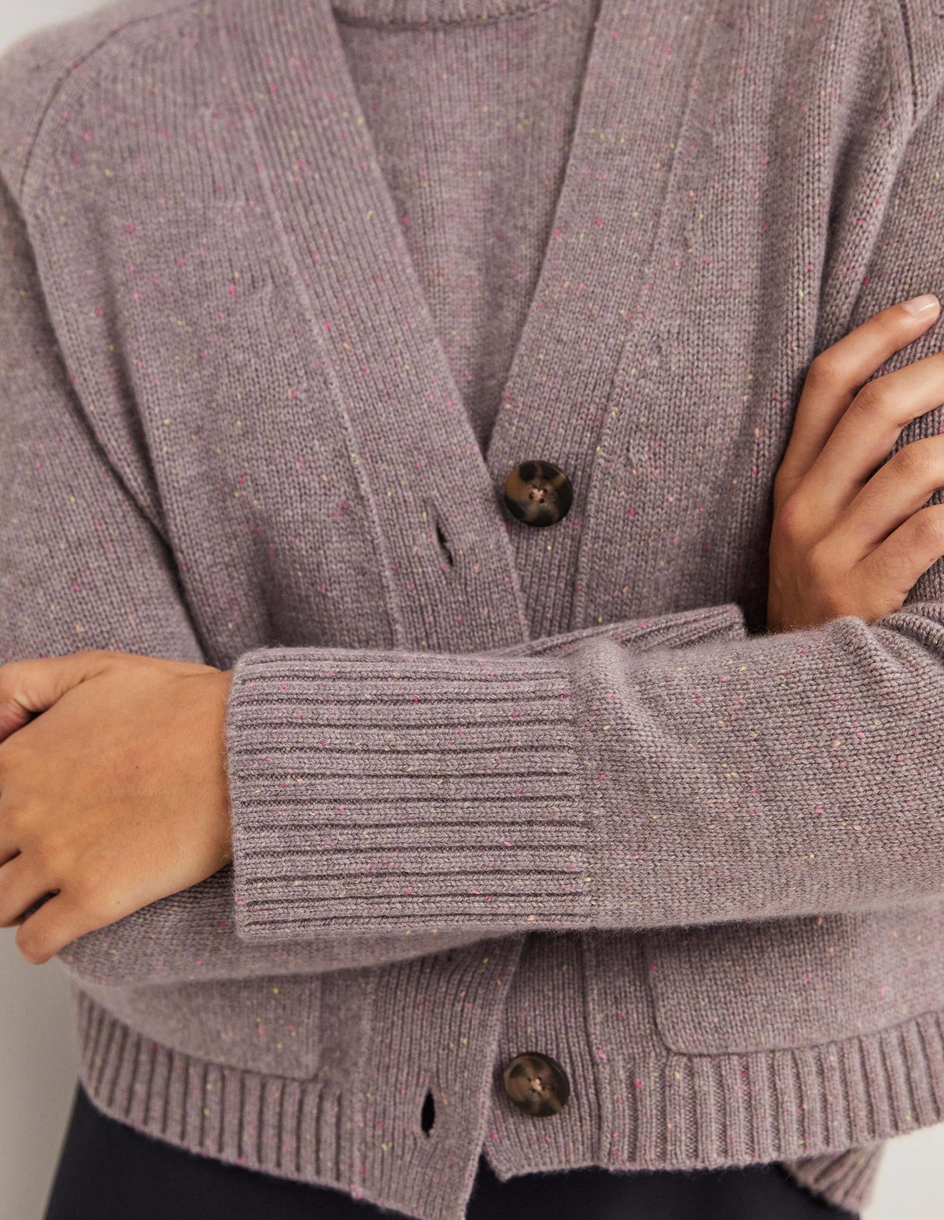 Cashmere Rib Cardigan-Grey, Multi Nep-4