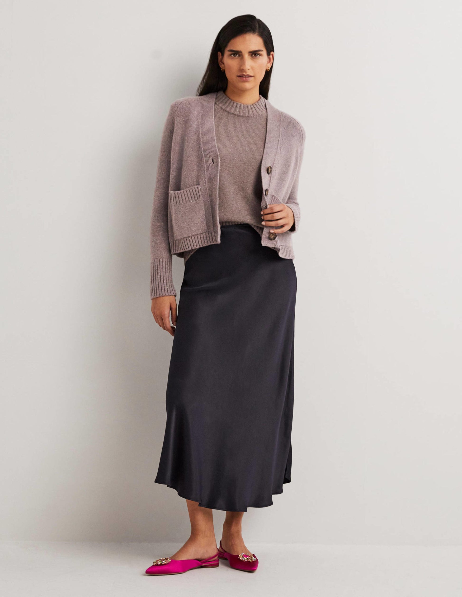 Cashmere Rib Cardigan-Grey, Multi Nep-5