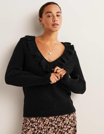 Fluffy Frill Jumper-Black-1