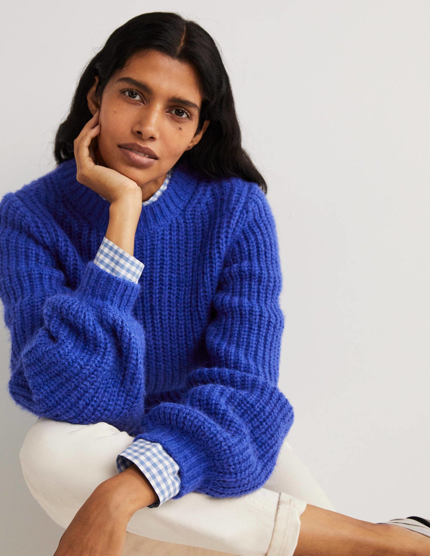 Chunky Ribbed Jumper-Cobalt Blue