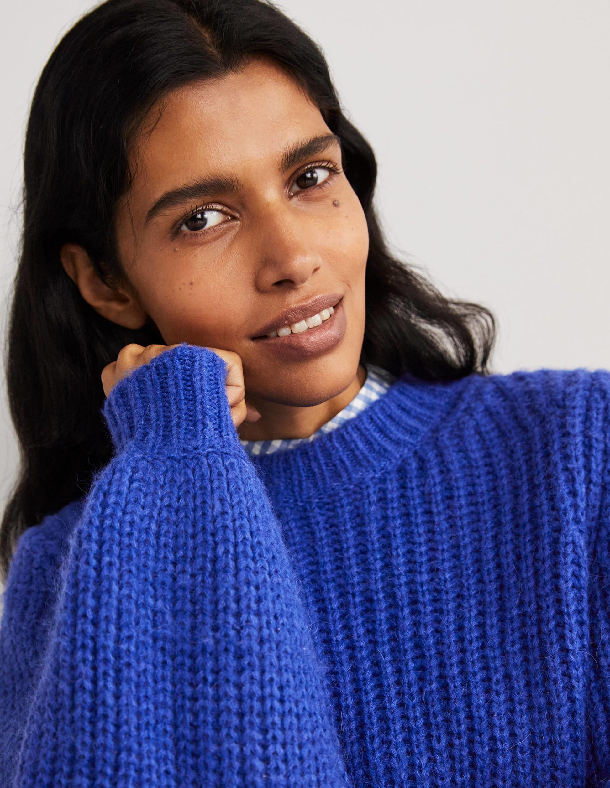 Chunky Ribbed Jumper-Cobalt Blue-2