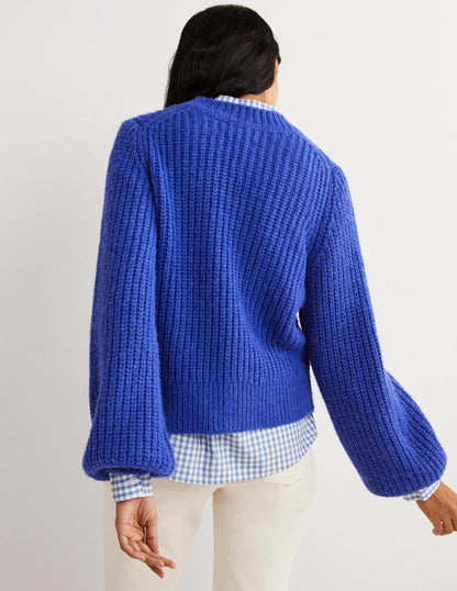 Chunky Ribbed Jumper-Cobalt Blue-3