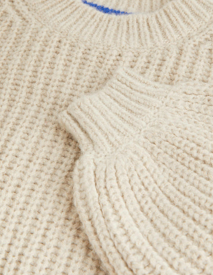 Chunky Ribbed Jumper-Oatmeal Melange-5