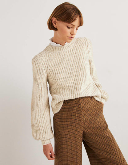 Chunky Ribbed Jumper-Oatmeal Melange-1