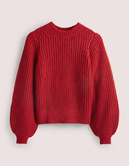 Chunky Ribbed Jumper-Ruby Red-7