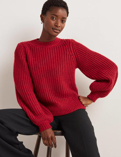Chunky Ribbed Jumper-Ruby Red-1