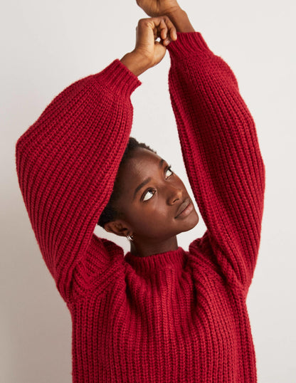 Chunky Ribbed Jumper-Ruby Red-2
