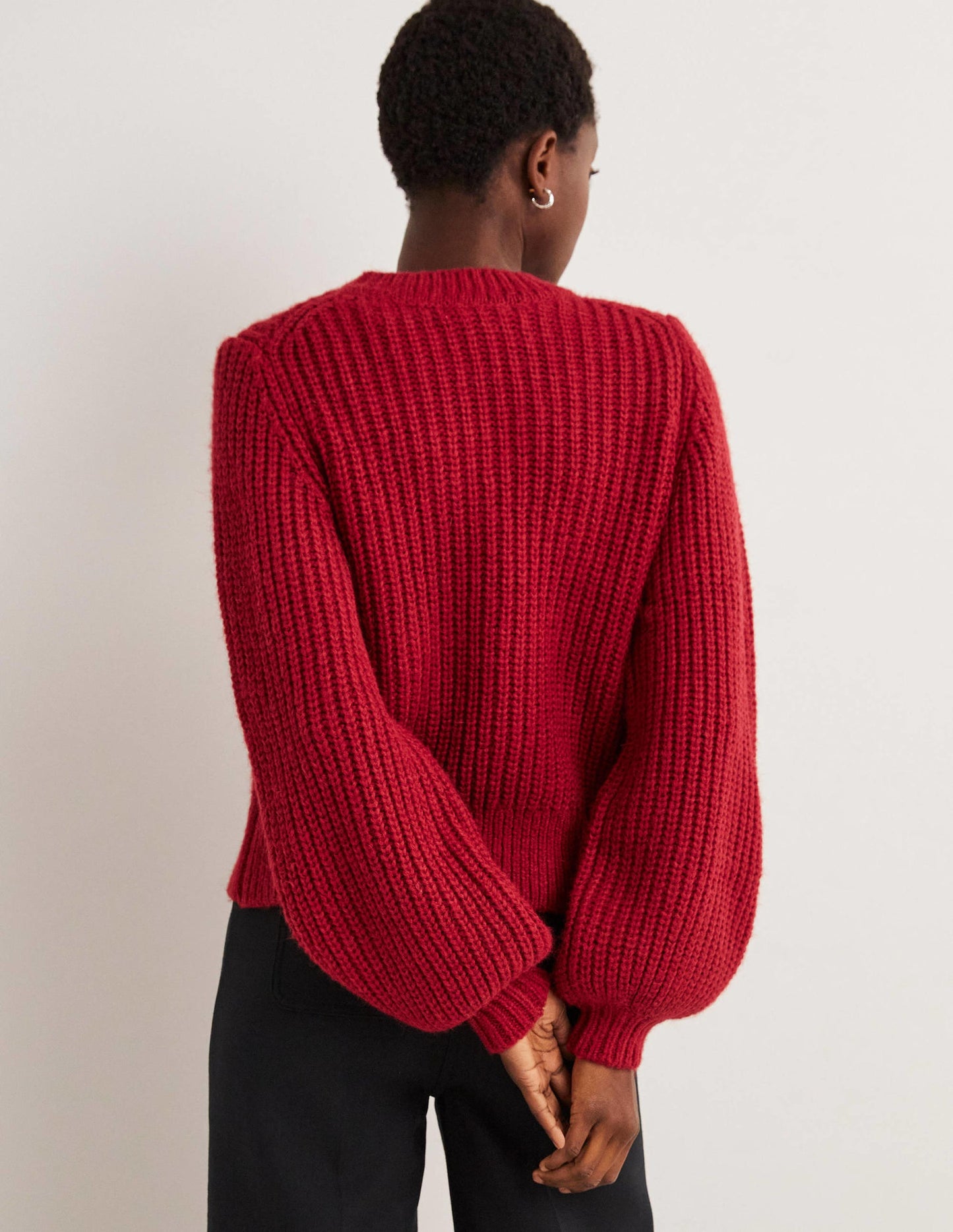 Chunky Ribbed Jumper-Ruby Red