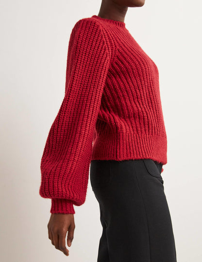 Chunky Ribbed Jumper-Ruby Red-4