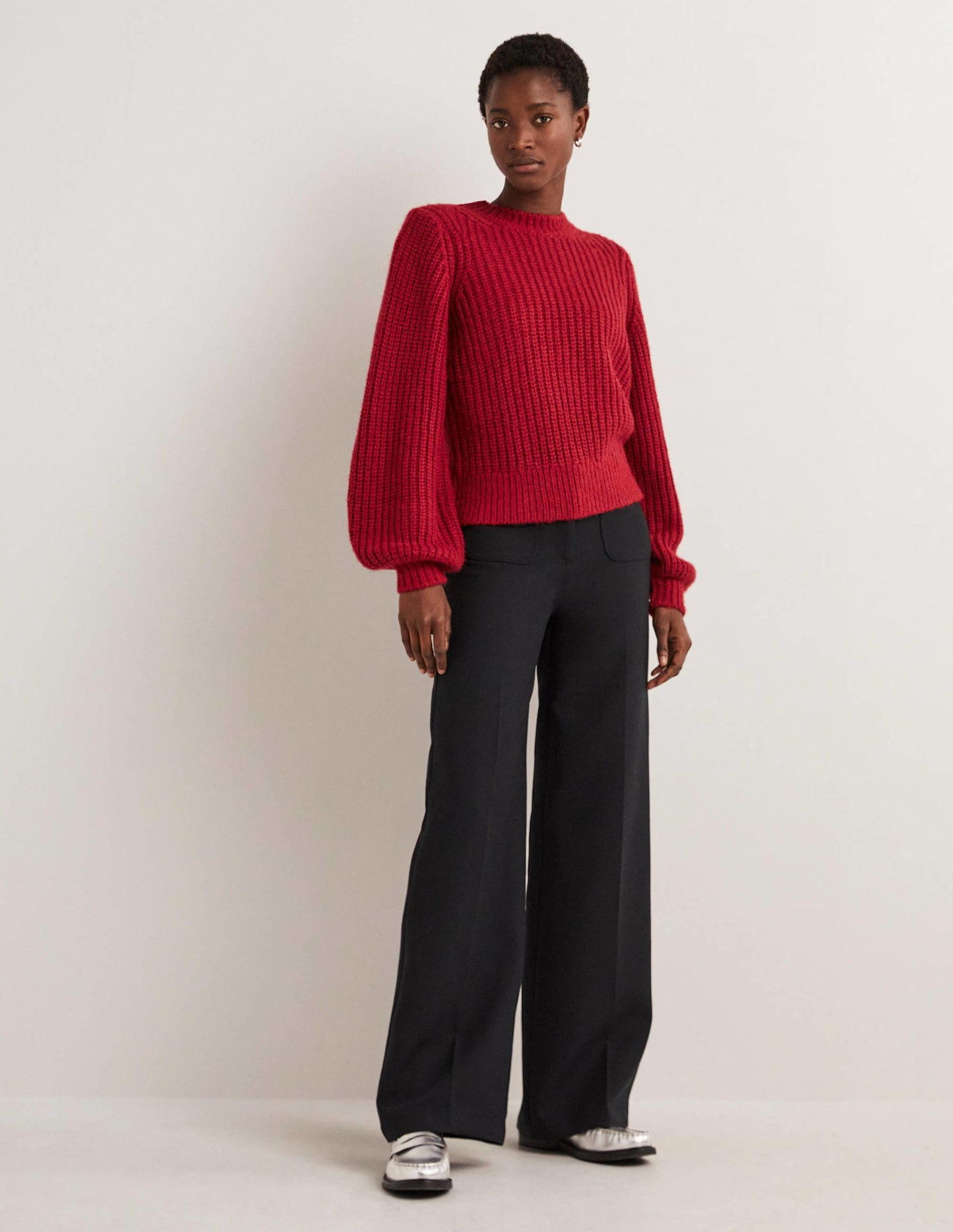 Chunky Ribbed Jumper-Ruby Red