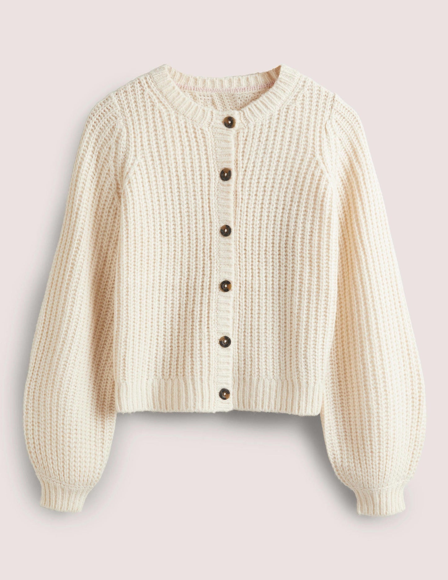 Cream Chunky Ribbed Fluffy Cardigan-Warm Ivory