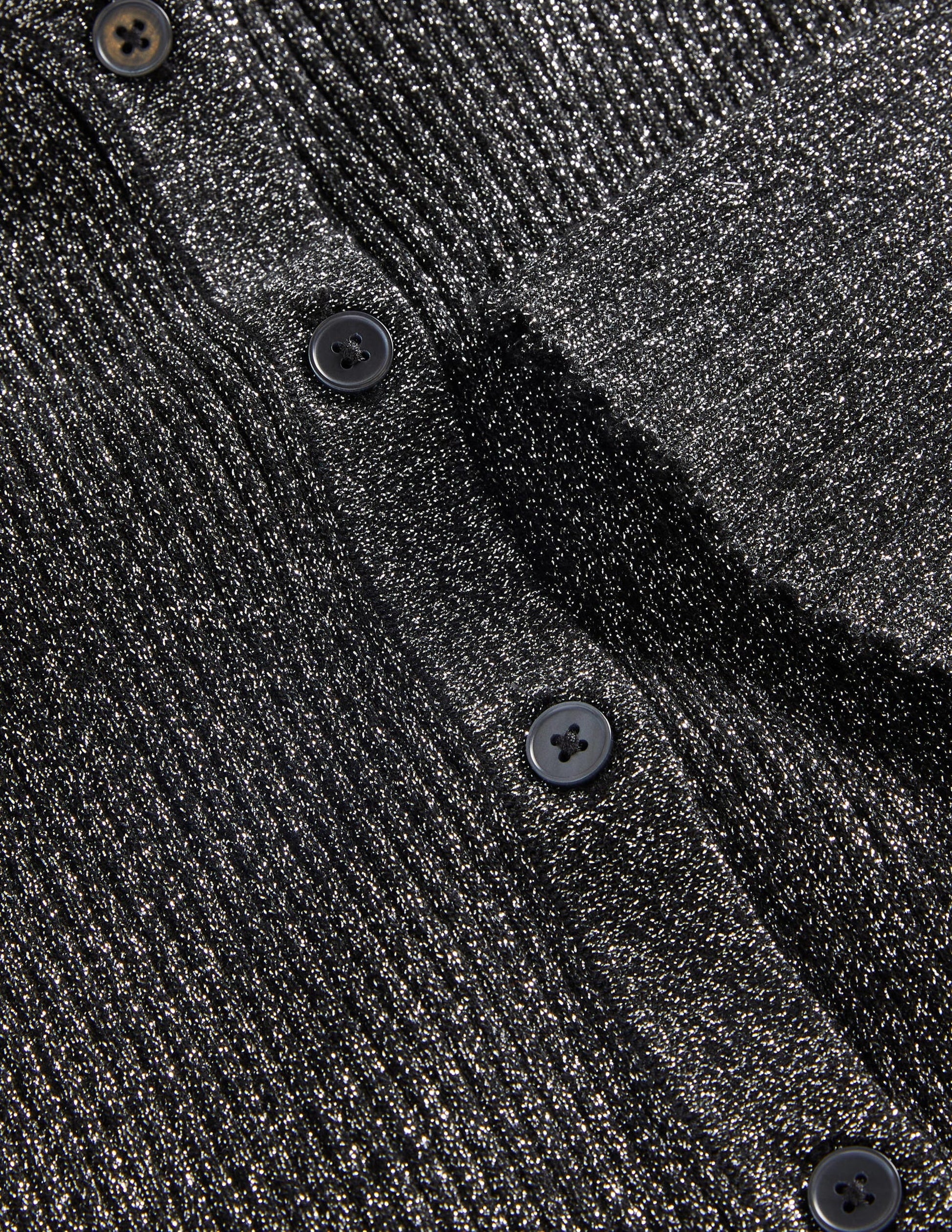 Black Ribbed Metallic Cardigan-Silver, Black-6