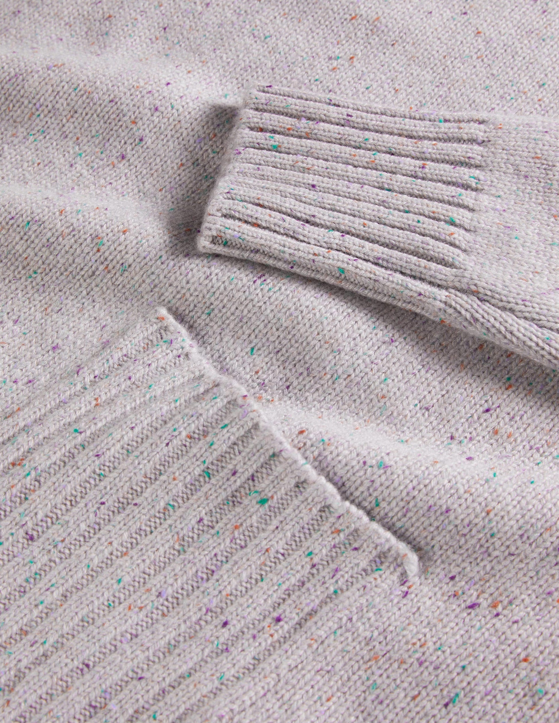 Cashmere High Neck Jumper-Ivory, Multi Nep-6