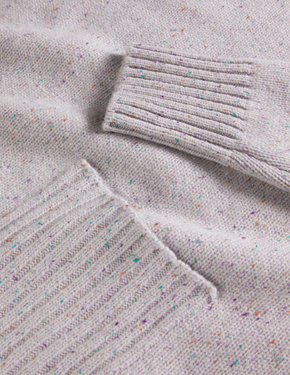 Cashmere High Neck Jumper-Ivory, Multi Nep-6