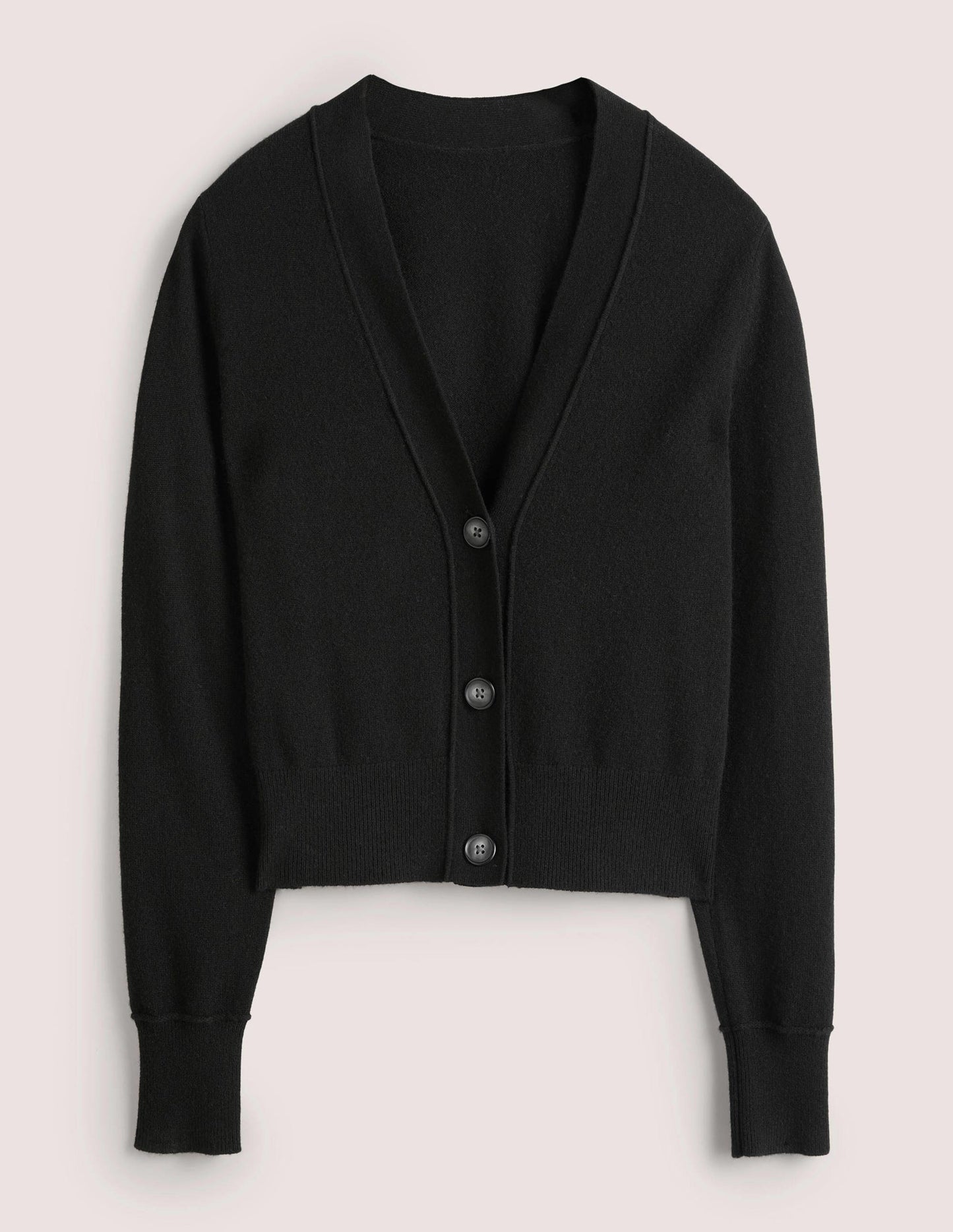 Cropped Cashmere V Cardigan-Black