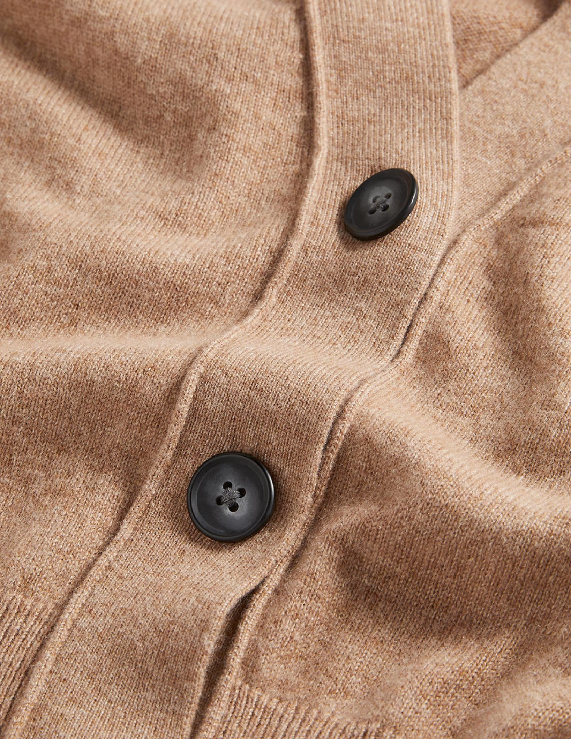 Cropped Cashmere V Cardigan-Camel Melange - Image 8