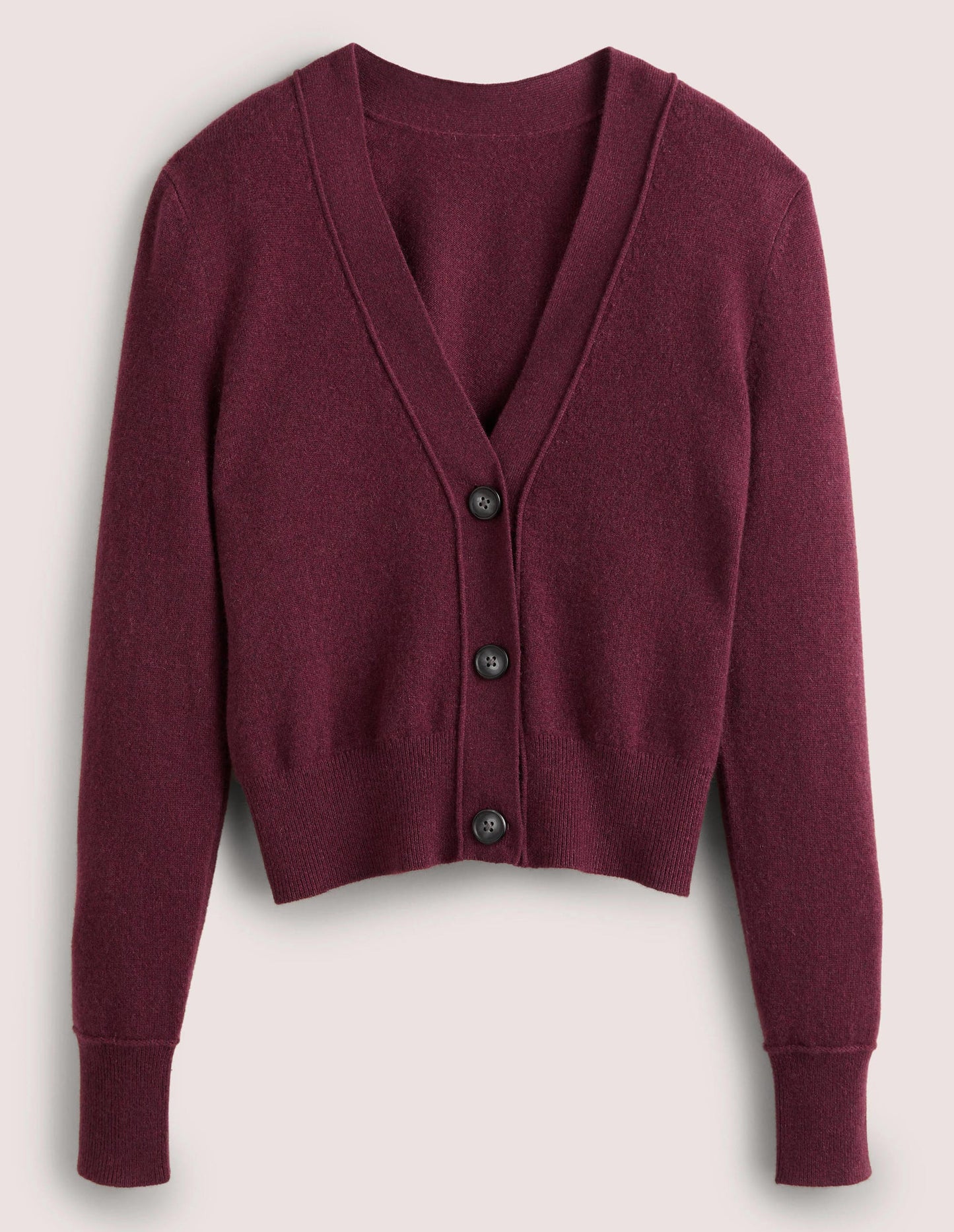 Cropped Cashmere V Cardigan-Mulled Wine Melange