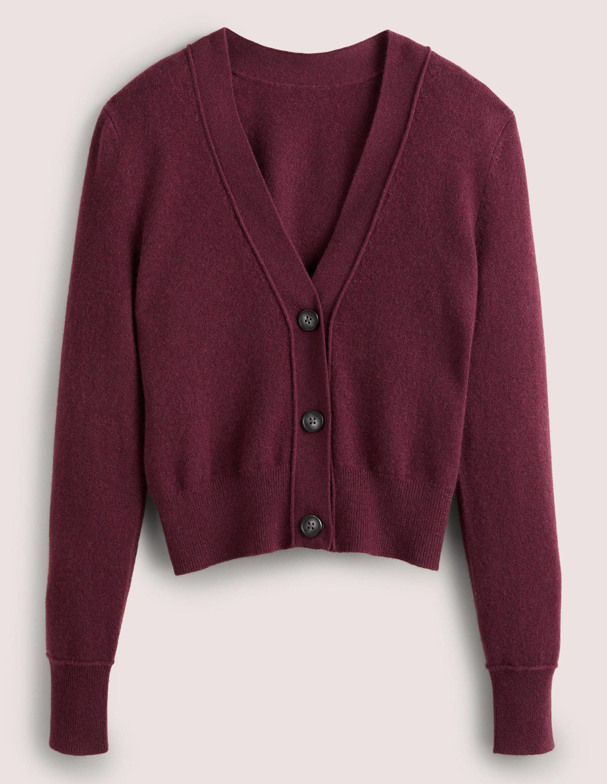 Cropped Cashmere V Cardigan-Mulled Wine Melange-5