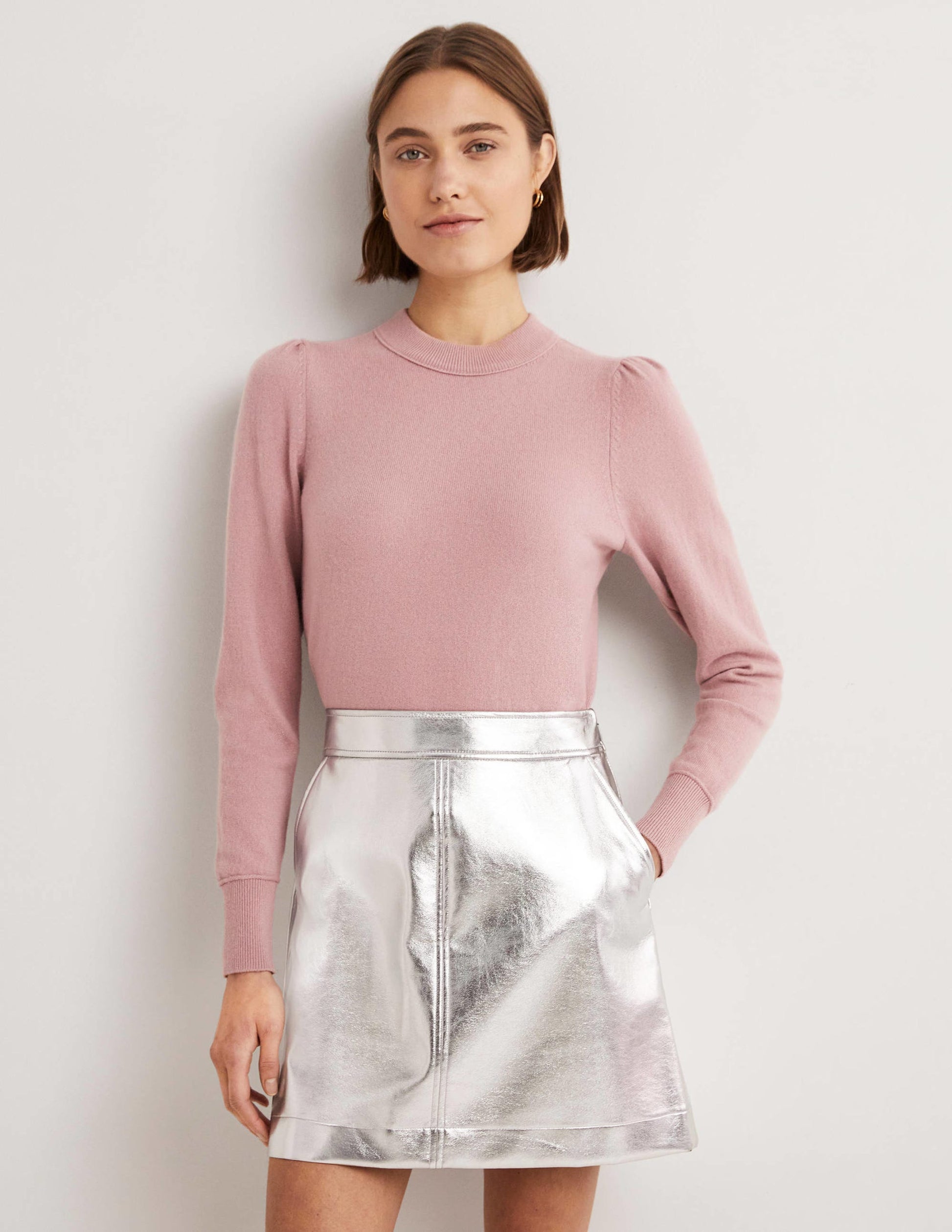 Cashmere Puff Shoulder Jumper-Violet Purple-3