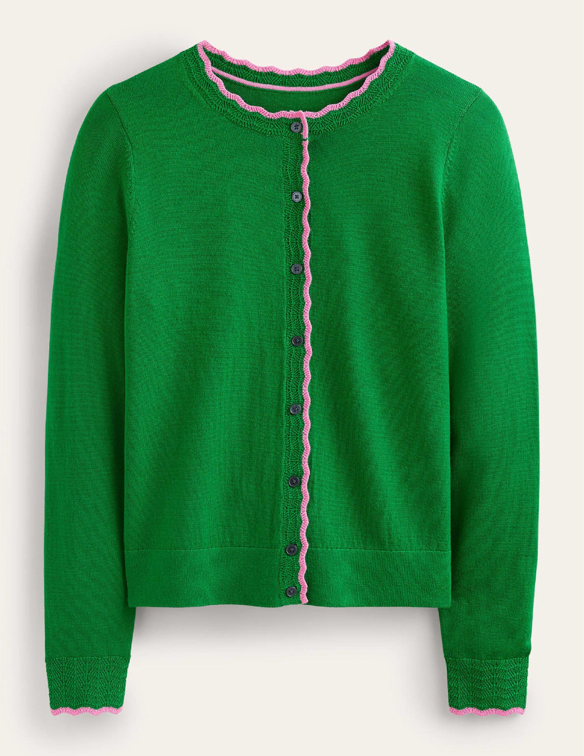Merino Scallop Cardigan-Meadow Green - Image 6