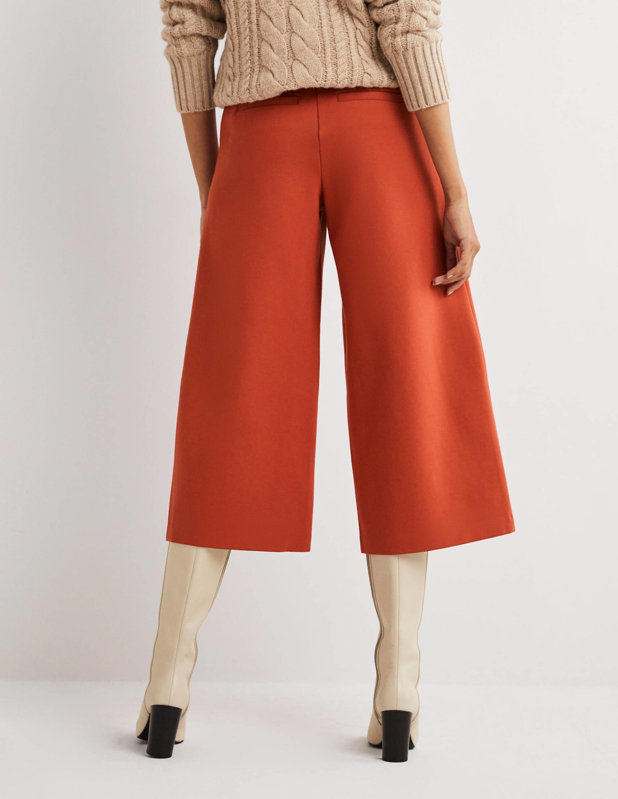 Jersey Wide Leg Culottes-Chilli Oil - Image 3