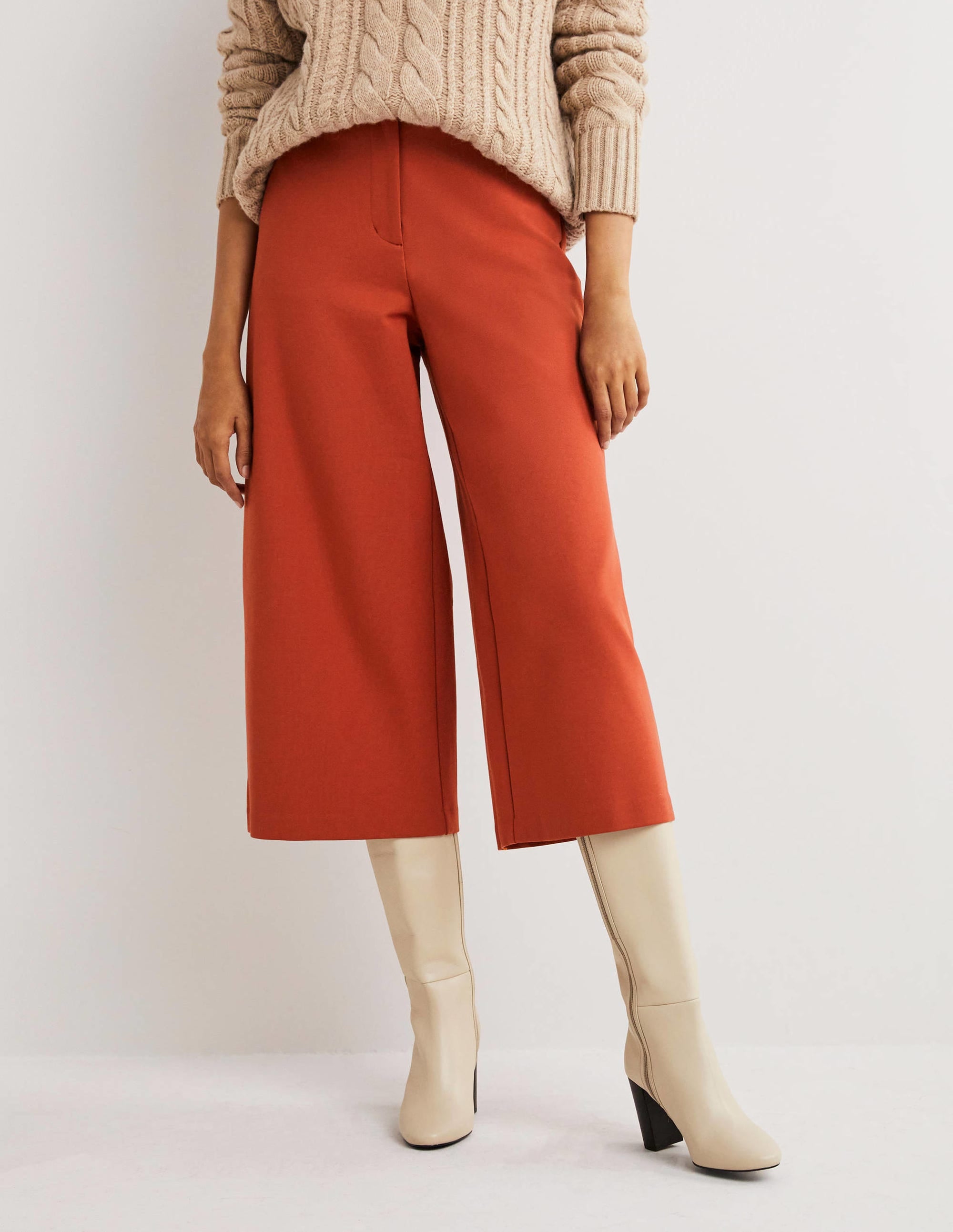 Jersey Wide Leg Culottes-Chilli Oil - Image 4
