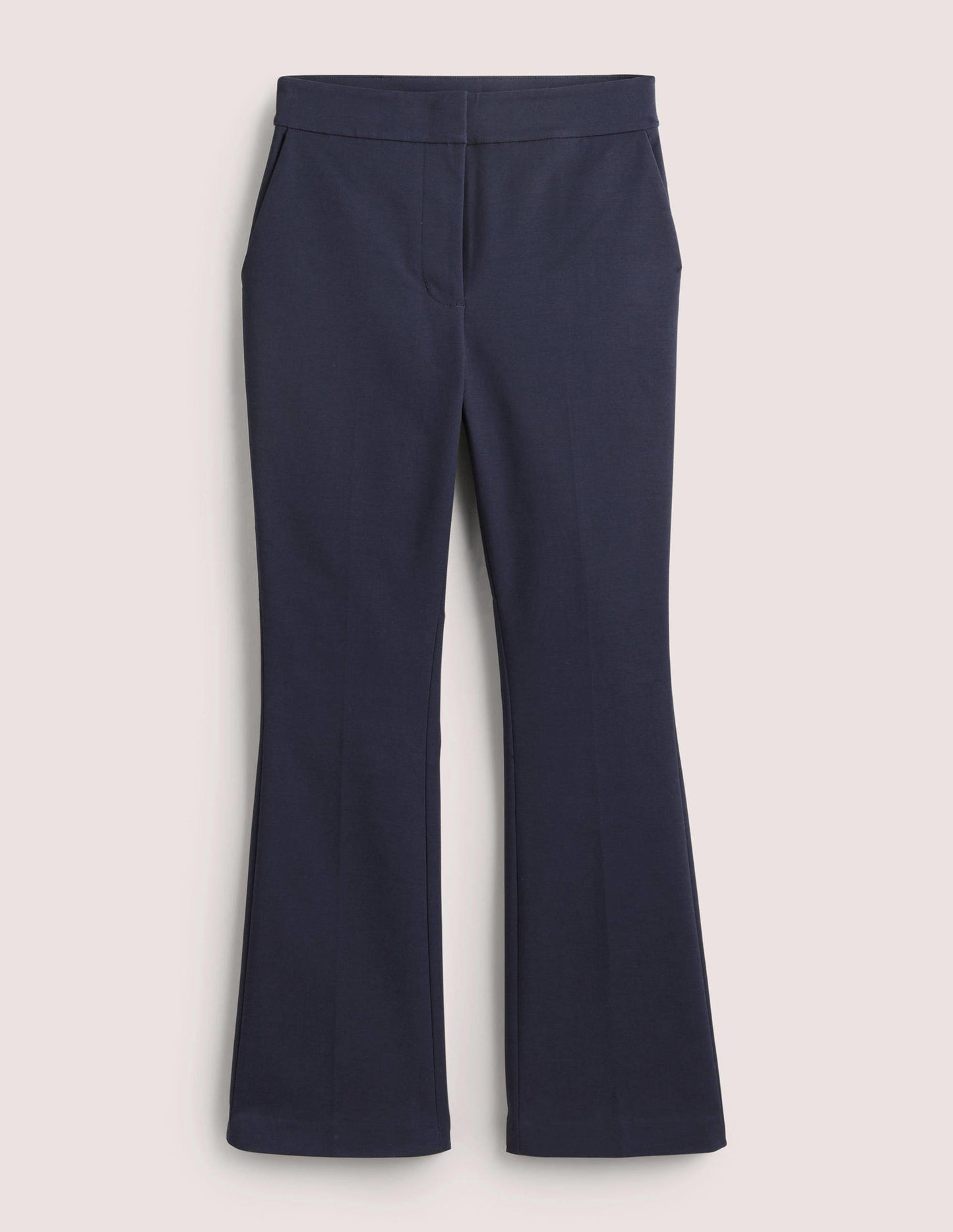 Cropped Flare Trousers-Navy