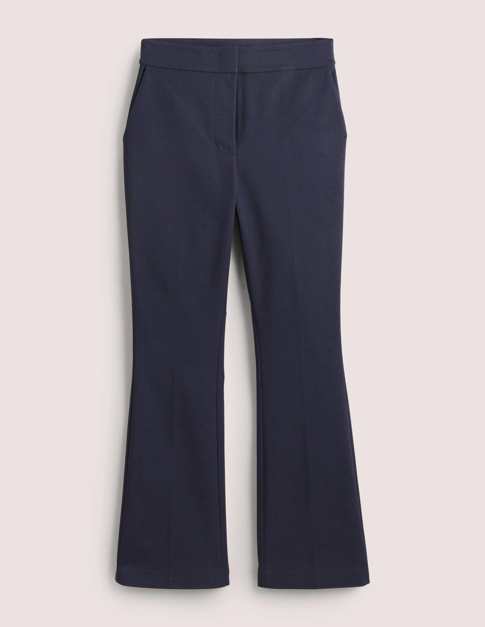 Cropped Flare Trousers-Navy-5