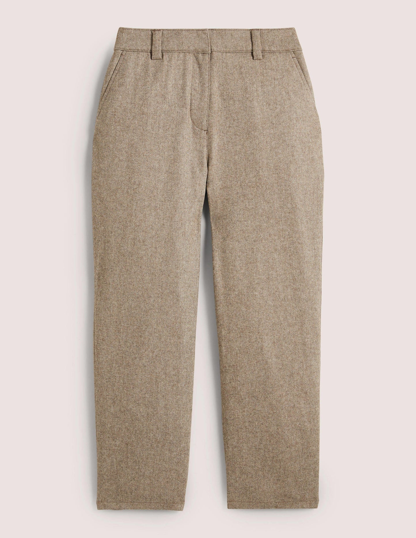 Barrel Leg Flannel Trousers-Light Oatmeal Marl