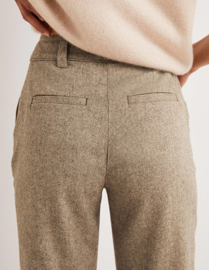 Barrel Leg Flannel Trousers-Light Oatmeal Marl