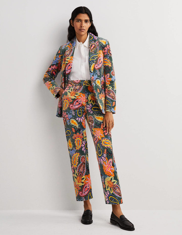 Classic Tapered Trousers-Trekking Green, Paisley Charm