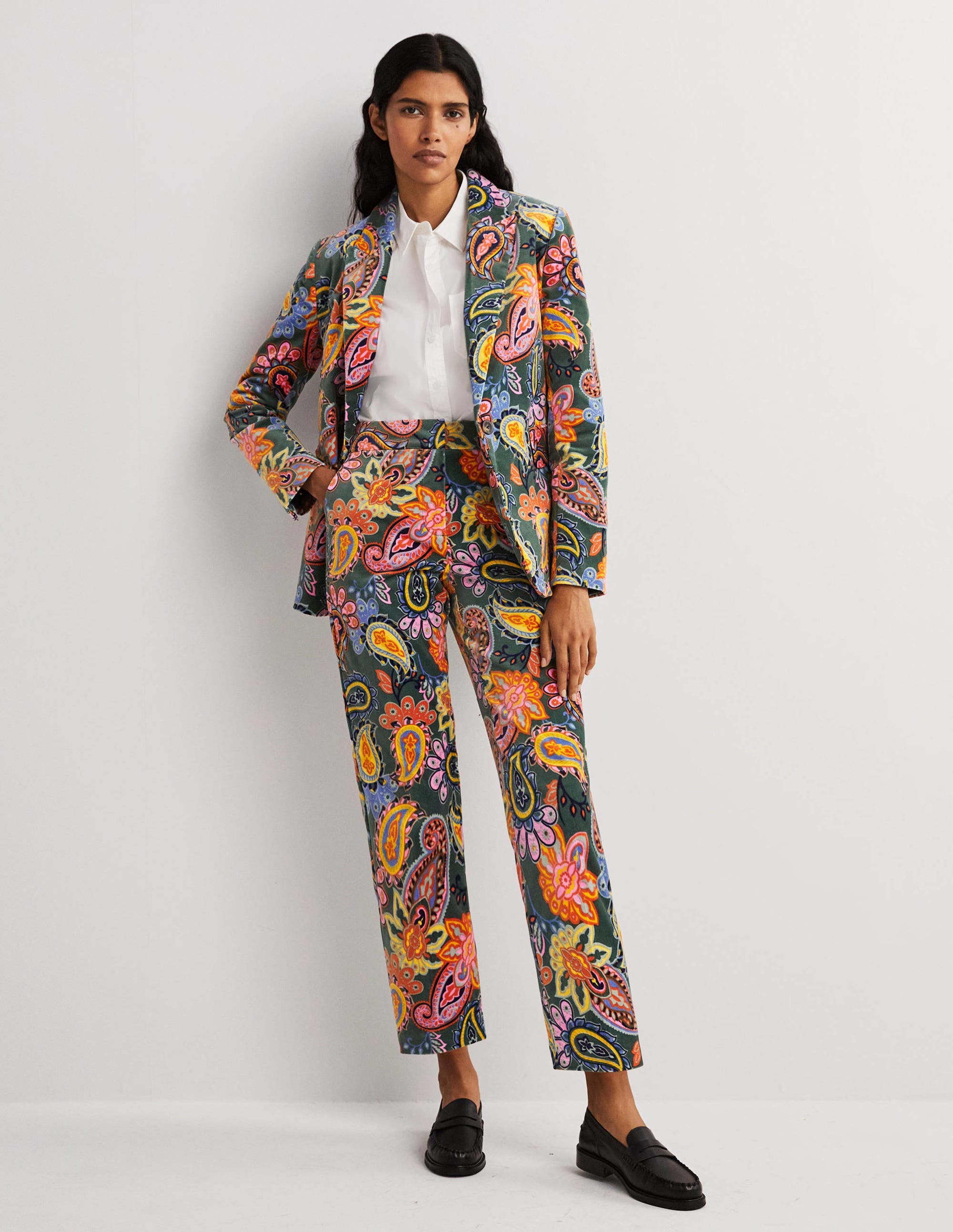 Classic Tapered Trousers-Trekking Green, Paisley Charm - Image 1