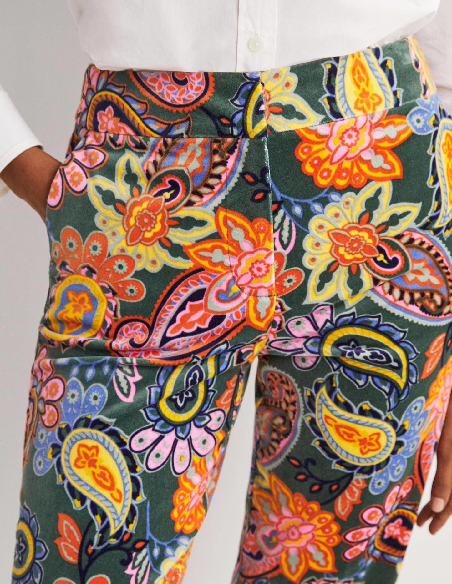 Classic Tapered Trousers-Trekking Green, Paisley Charm