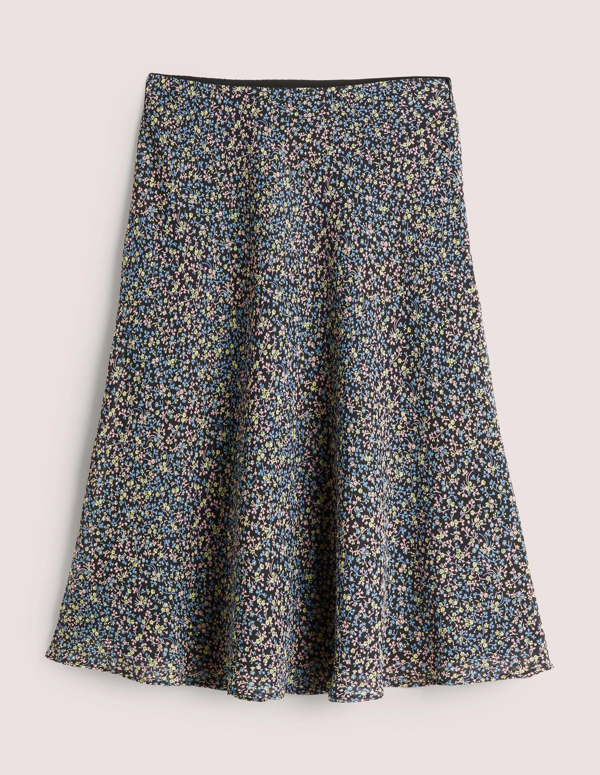 Crinkle Bias-cut Skirt-Black, Wild Vine-5