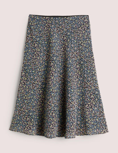 Crinkle Bias-cut Skirt-Black, Wild Vine-5