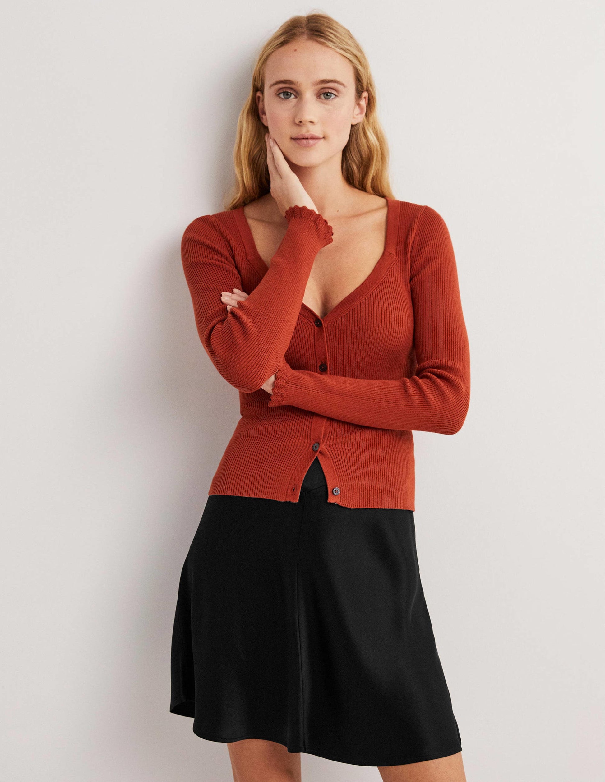 Black Satin Bias-cut Mini Skirt-Black-1