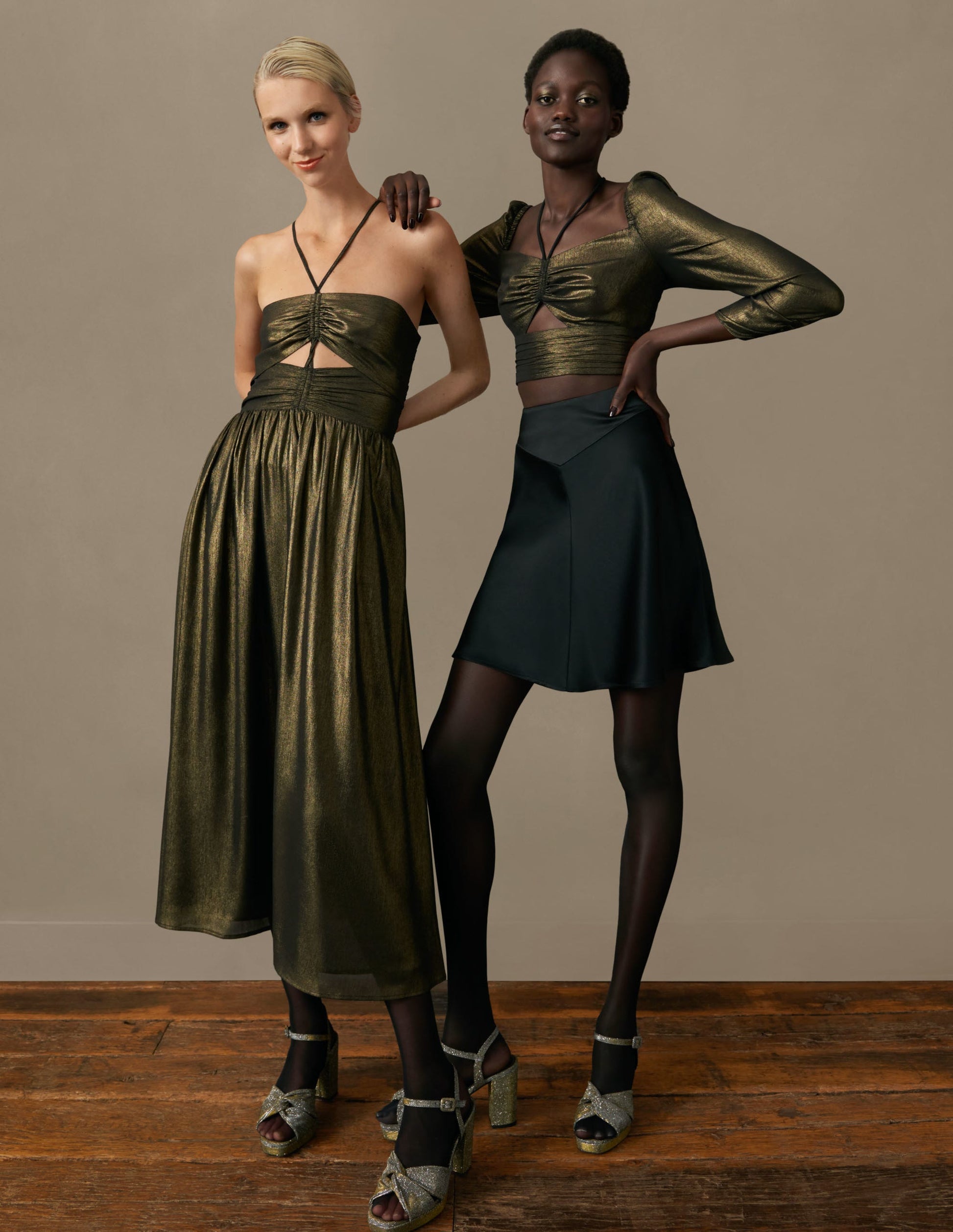 Black Satin Bias-cut Mini Skirt-Black-5