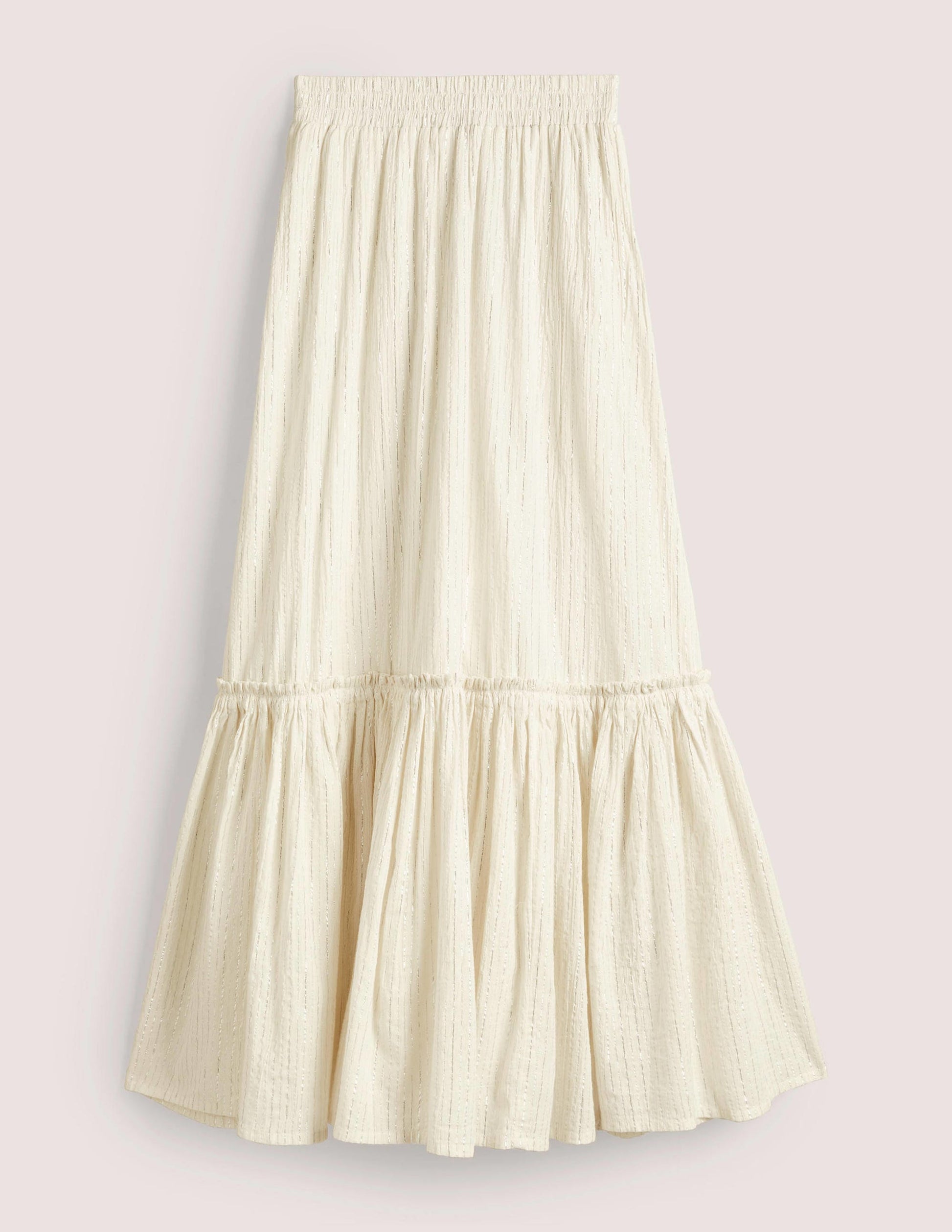 Cotton Metallic Maxi Skirt-Ivory Crinkle Lurex-5