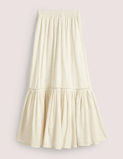 Cotton Metallic Maxi Skirt-Ivory Crinkle Lurex-5