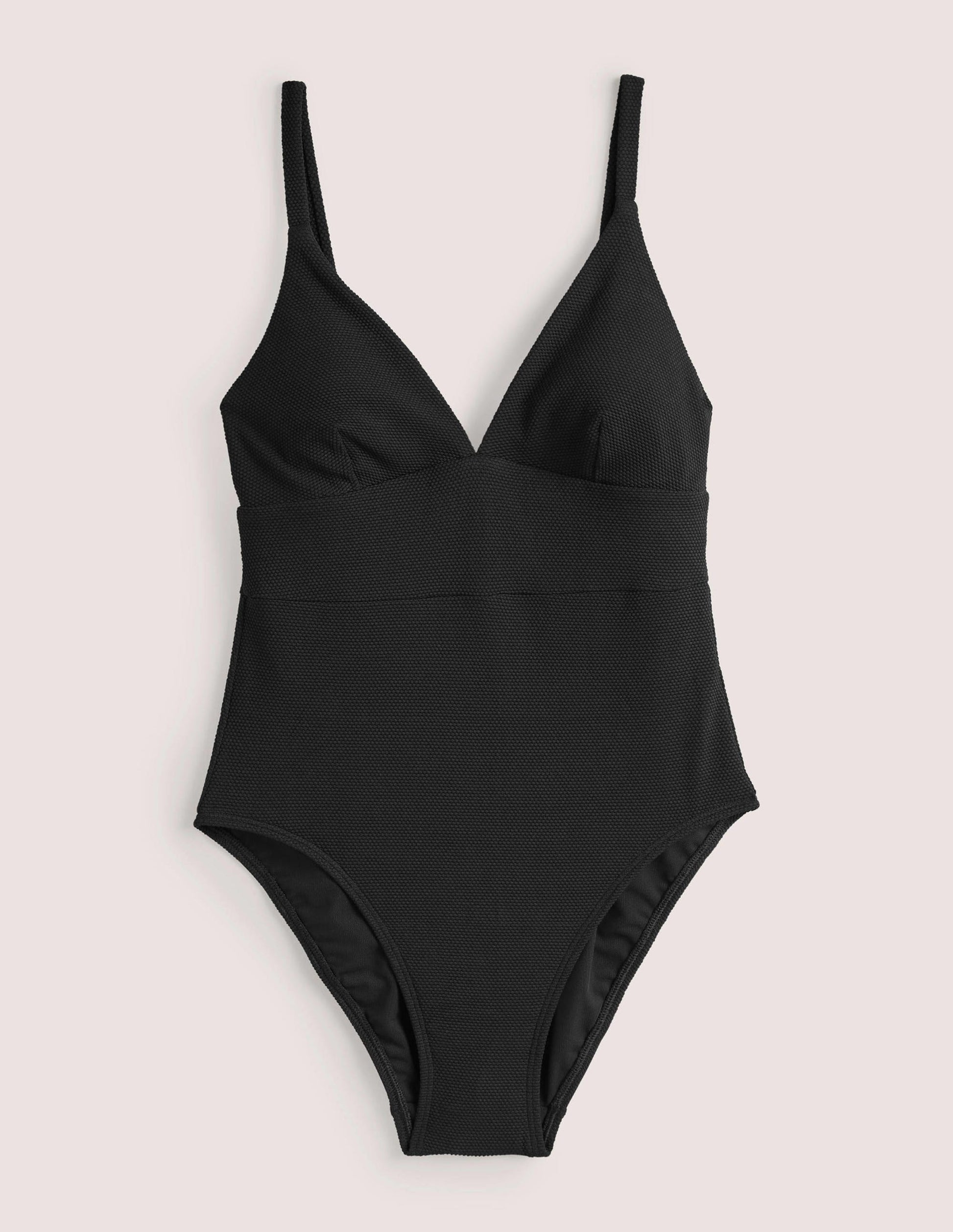 Arezzo V-neck Panel Swimsuit-Black Texture-5