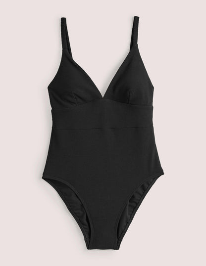 Arezzo V-neck Panel Swimsuit-Black Texture-5