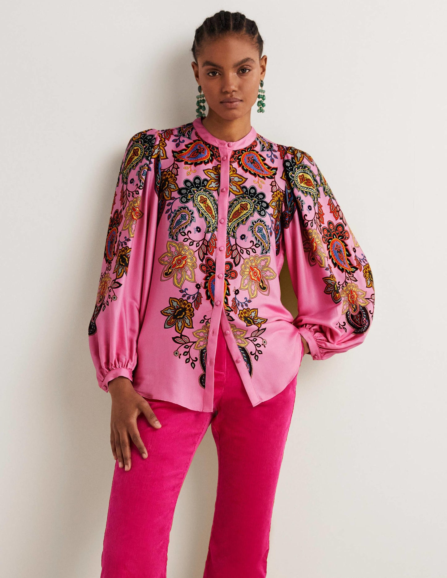 Blouson Sleeve Blouse-Cherry Blossom, Paisley Charm