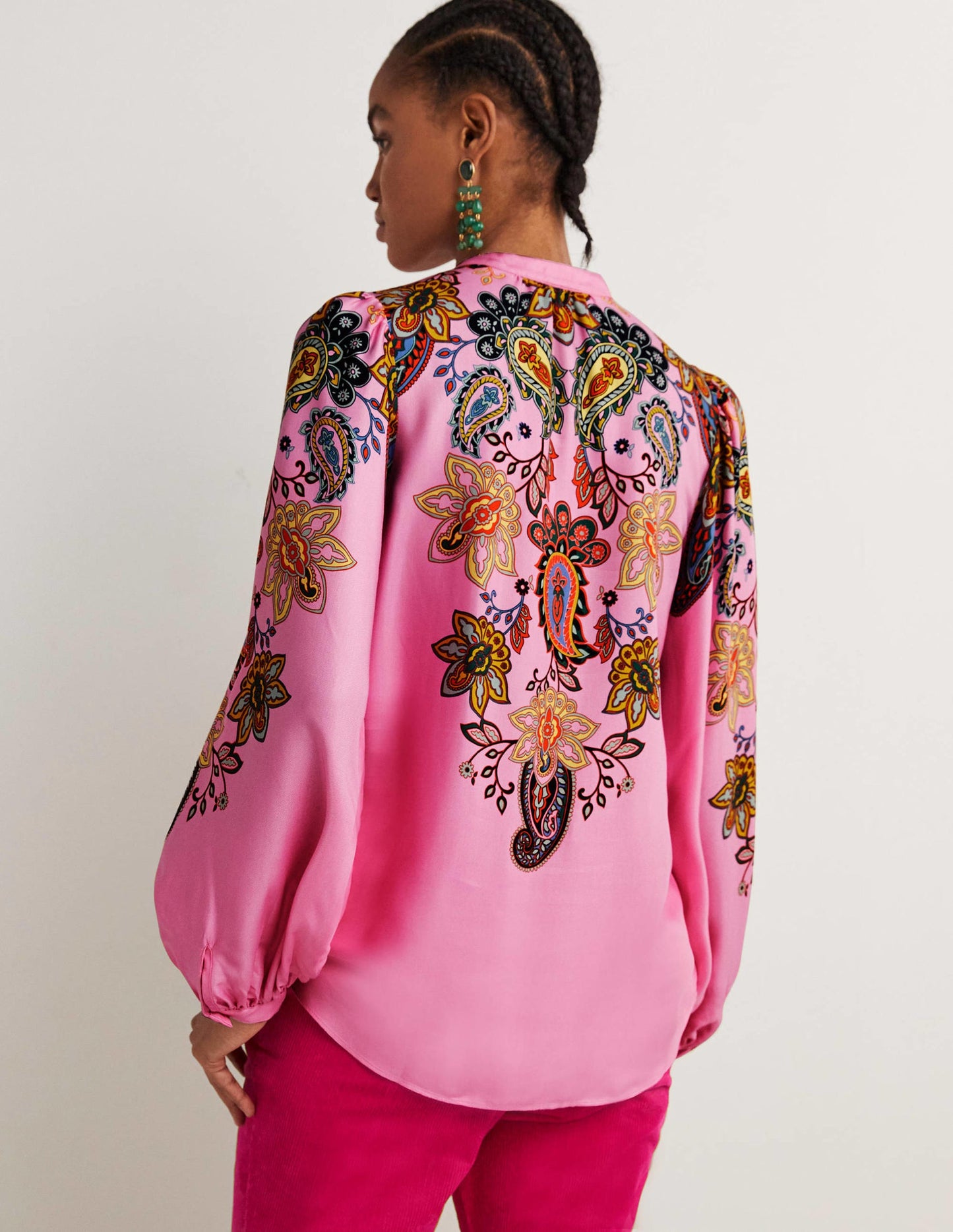 Blouson Sleeve Blouse-Cherry Blossom, Paisley Charm