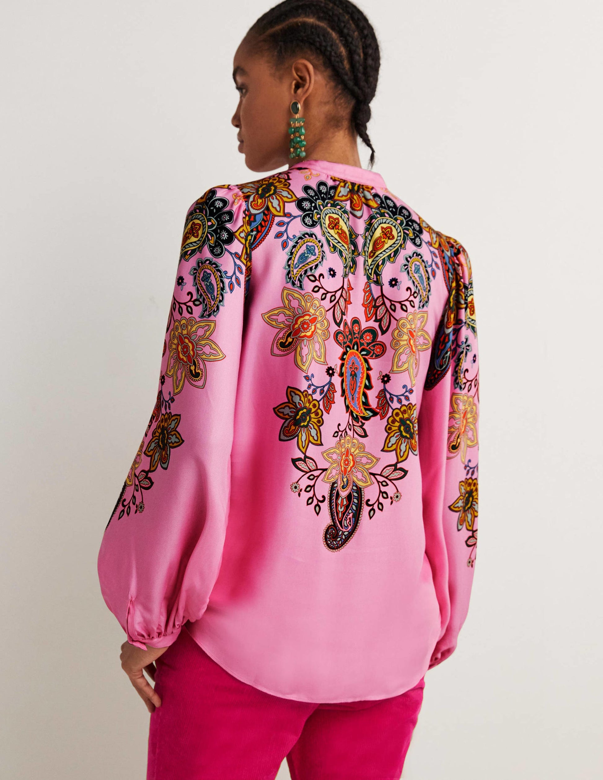 Blouson Sleeve Blouse-Cherry Blossom, Paisley Charm-3