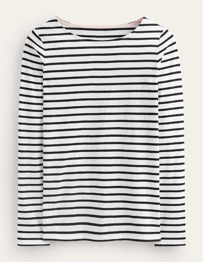 Ella Long Sleeve Breton-Ivory, Black