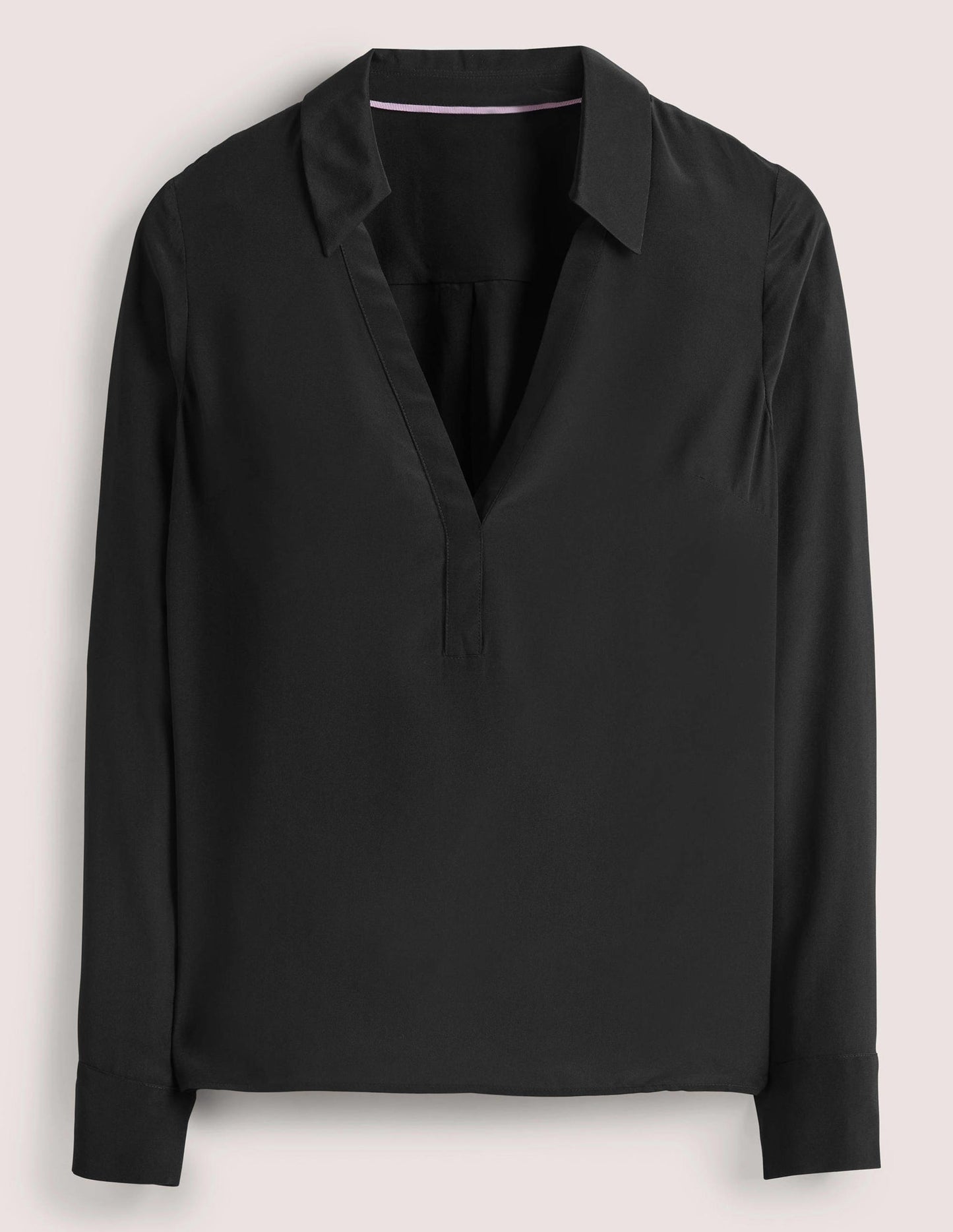 Collared Silk Top-Black