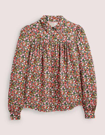 Gathered Detail Shirt-Multi, Floret Meadow-6