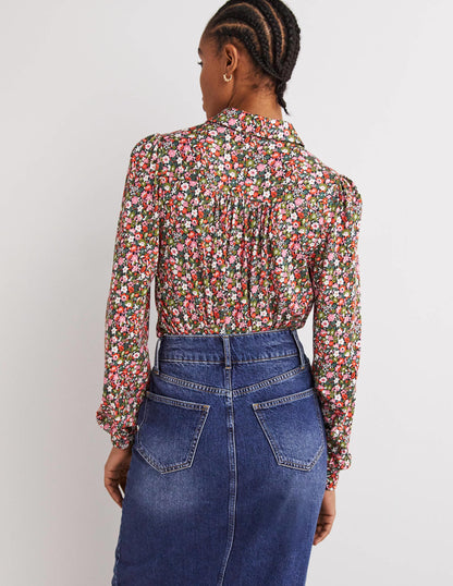 Gathered Detail Shirt-Multi, Floret Meadow-3